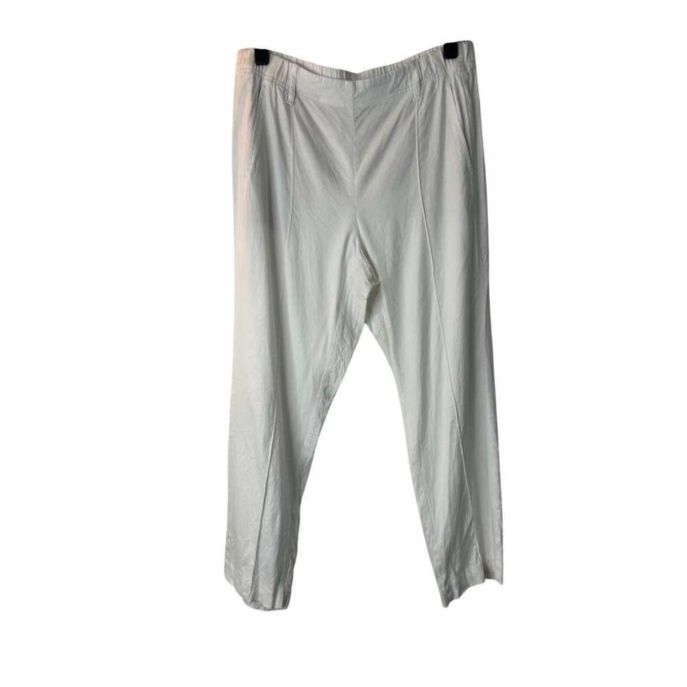 J Jill Linen Stretch Pants Womens M White Ankle Crop Tapered Pull On‎ Trousers